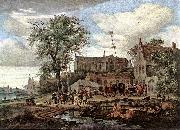 RUYSDAEL, Salomon van Tavern with May Tree af oil painting reproduction